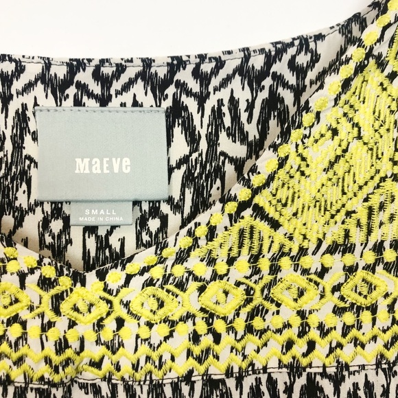 Maeve V Neck Printed Blouse Yellow Embroidery S - Picture 4 of 8